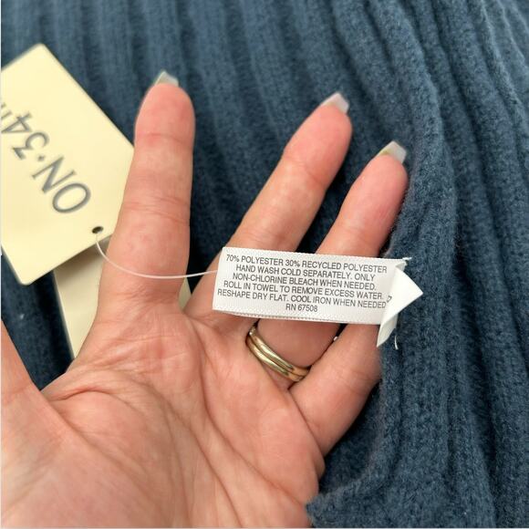 NEW On 34th Wide Ribbed Solid Knit Scarf Navy Blue Winter Wrap Textured - Picture 8 of 9